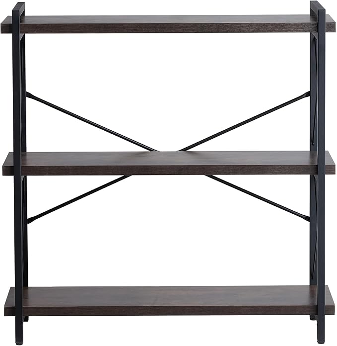VEVOR Metal Bookshelf, 3-Tier Industrial Bookshelf, Small Rustic Storage Display Bookcase with Open Shelves, Freestanding Display Vintage Shelving Unit Storage Rack, for Living Room, Bedroom & Office