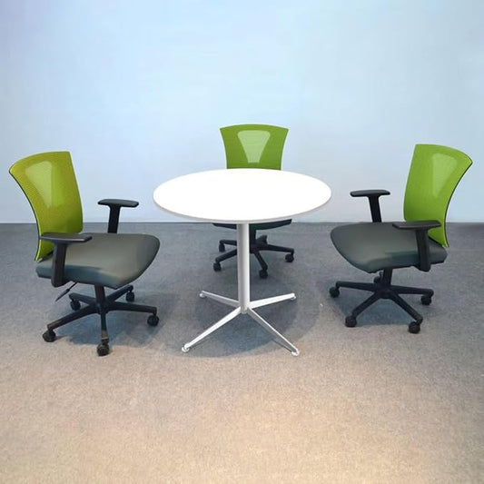 White Dining Table Round Small Office Table Conference Table Coffee Meeting Table for Office Boardroom Kitchen Living Room Waterproof Desktop Easy Assembly 31.5 inch