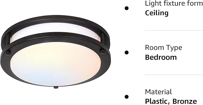 hykolity 13 inch Flush Mount LED Ceiling Light Fixture, 2700K/3000K/3500K/4000K/5000K Adjustable Ceiling Lights, Oil Rubbed Bronze Saturn Dimmable Lighting for Hallway Bathroom or Kitchen, ETL Listed