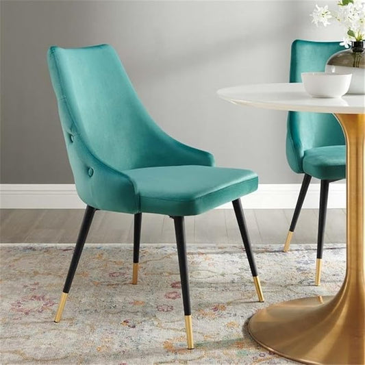 Modway Adorn Tufted Performance Velvet Dining Side Chair, Teal 25D x 22W x 34H Inch