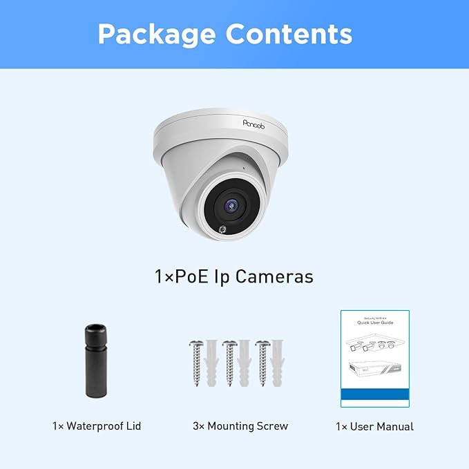 POE Outdoor Security Camera 4K 8MP UltraHD Commercial Wired Dome IP Surveillance Camera with Human Vehicle Detection Built-in Microphone IP67 Weatherproof 100ft IR Night Vision Model PD93A-4K-1