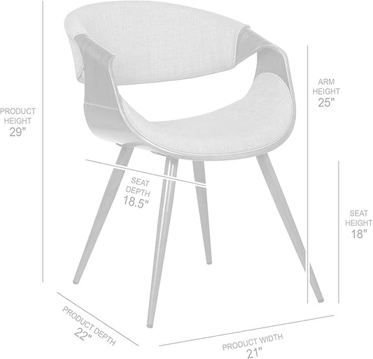 Armen Living Butterfly Mid-Century Dining Chair in Walnut Finish and Green Fabric - Set of 4