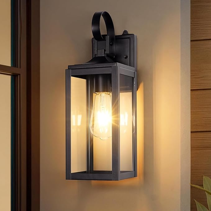 OKELI Dusk to Dawn Outdoor Lighting Fixture Wall Sconce,Front Porch Light,Outdoor Wall Sconces Rust-Proof Light,Garage Waterproof Wall Light(Black, 16")