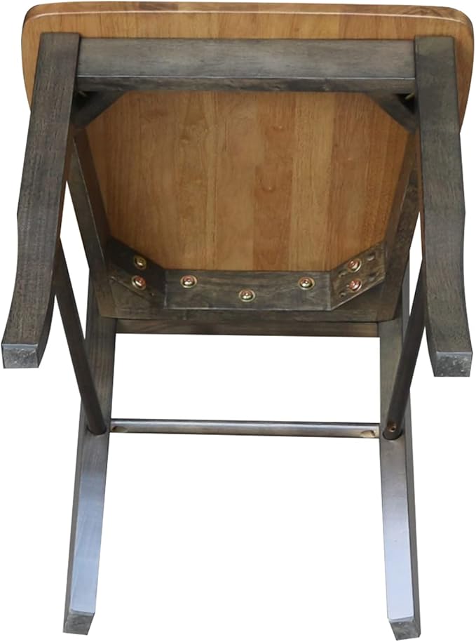 IC INTERNATIONAL CONCEPTS Set of 2 Solid Wood Madrid Ladderback Chairs in Hickory/Washed Coal