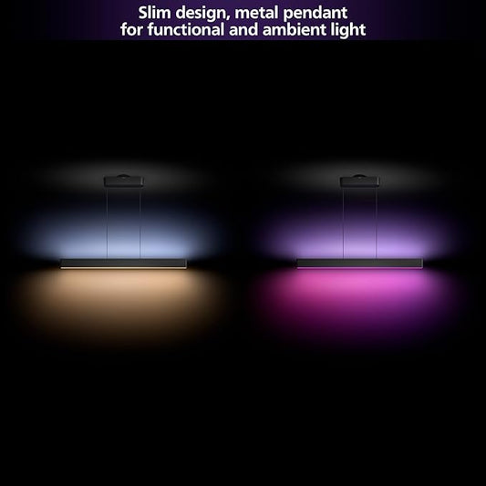 PHILIPS Hue Ensis Smart LED Pendant Light Black, Two LED Light Sources, White & Color Light, Bluetooth Compatible, Voice Control with Alexa, Apple Home & Google Assistant
