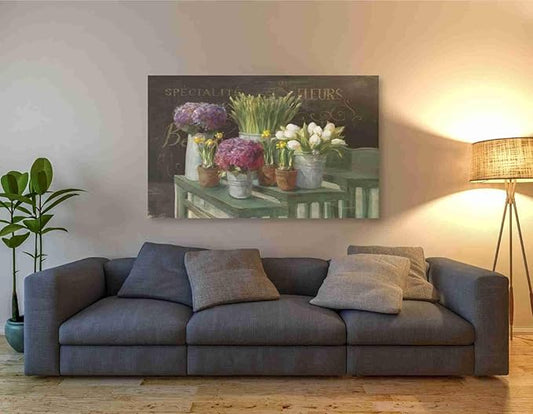Epic Graffiti 'Les Fleurs Printemps on Black' by Danhui Nai, Canvas Wall Art, 54"x40"