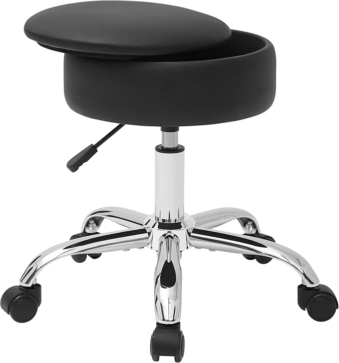 Adjustable Vanity Stool with Storage Rolling Vanity Chair with Wheels Swivel Vanity Stool Chair for Vanity Makeup Stool Black