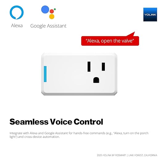YoLink Plug Mini, Ultra-Compact Smart Outlet with Over-Temperature Protection & Precision Scheduling, 1/4 Mile LoRa Range, Alexa, Google Assistant Integration, Hub Included