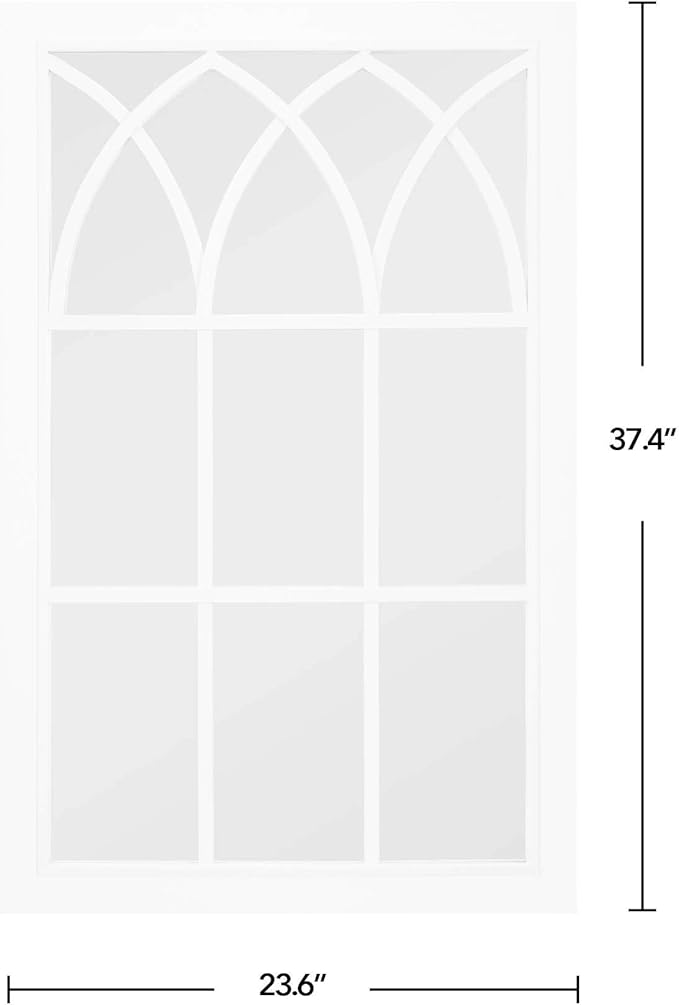 FirsTime & Co. White Grandview Arched Window Mirror, Rectangular, Wall Mounted Mirror for Bathroom Vanity, Bedroom, Entryway, Wood Frame, 37.4 x 23.6 inches