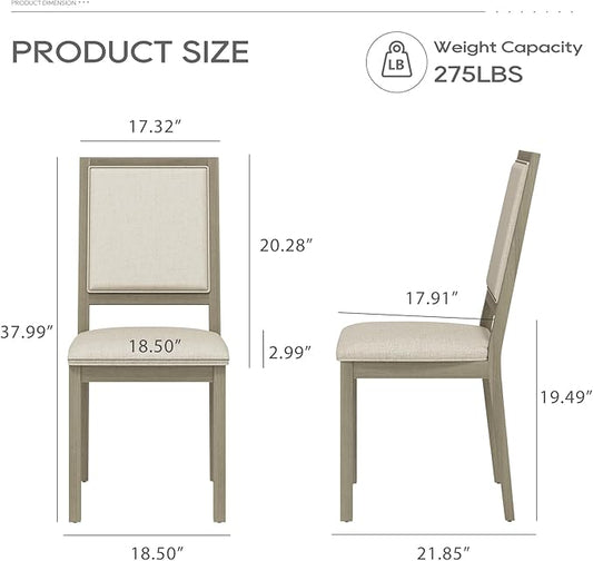 COLAMY Upholstered Wood Dining Chairs Set of 6, Kitchen Dining Chairs with Back, 19 Inch Fabric Farmhouse Dining Room Side Chairs with Wooden Legs for Kitchen Dining Living Room Courtyard, Grey