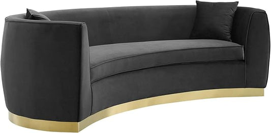 Modway EEI-3408-BLK Resolute Curved Performance Velvet Sofa, Black