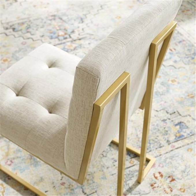 Modway Privy Upholstered Gold Stainless Steel Dining Chair in Gold Beige