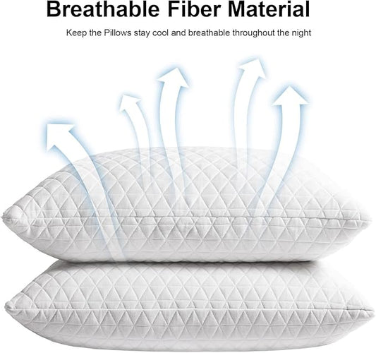 KEYOOHOME Shredded Memory Foam Pillows for Sleeping,Bed Pillows Standard Size Set of 2 Pack Cooling Adjustable,Good for Side and Back Sleeper with Washable Removable Cover