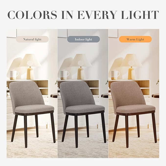 COLAMY Upholstered Dining Chairs Set of 2, Modern Kitchen Chairs with Back, Fabric Side Dining Room Chairs with Wood Legs for Kitchen Dining Room Restaurant, Camel