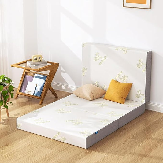 Inofia 6 Inch Folding Mattress, Memory Foam Tri-fold Mattress with Removable Cover, Foldable Floor Bed, Medium Firm, Twin XL Size (80" x 39" x 6")
