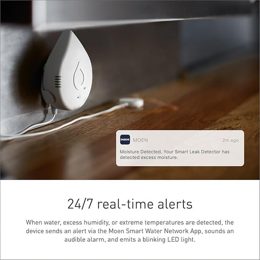 Moen Flo Smart Water Leak Detector, Drip or Flood Sensor Alarm for Home, 4-Pack, White, 920-004
