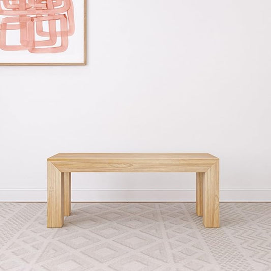 Plank+Beam Modern Dining Room Bench (49in / 1244mm), Blonde Wirebrush