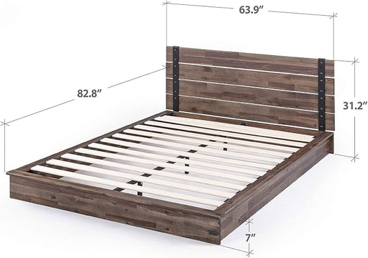 Zinus Brock Metal and Wood Platform Bed Frame, Solid Acaciawood Mattress Foundation, No Box Spring Needed, Easy Assembly, Queen