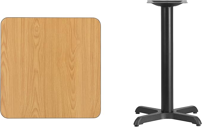 Flash Furniture Graniss 24'' Square Natural Laminate Table Top with 22'' x 22'' Table Height Base