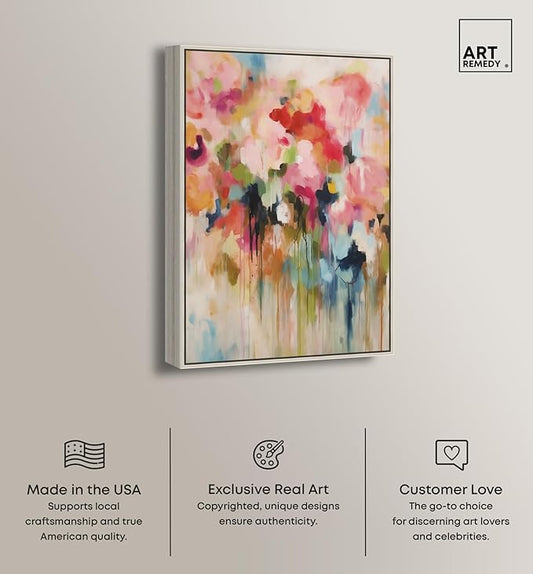 Art Remedy Soft Lush Pastel Canvas New Floral Wall Art, Silver Frame, 10" x 15"