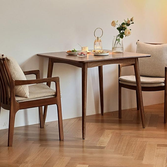 Square Dining Table, Solid Wood Kitchen Table, Mid-Century Modern Kitchen Island Tables for Small Space with Oak Finish, 35.4”D x 35.4" W x 29.5" H, Walnut