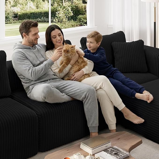 Novilla 106" Modular Sectional Sofa, Modern Cloud Sectional Couch with Smarts Coil® Support, Upholstered Boneless Couch for Living Room Apartments Bedroom, No Assembly Required (3 Seat)