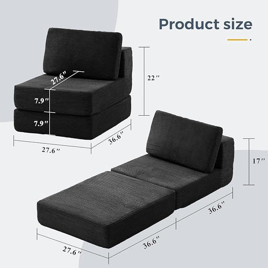 FILUXE Modular Sectional Sofa, Modern Modular Sofa Couch with Deep Seat,Comfy Cloud Couch, Sectional Couches for Living Room, Bedroom and Apartment,1-Seater,Dark Grey