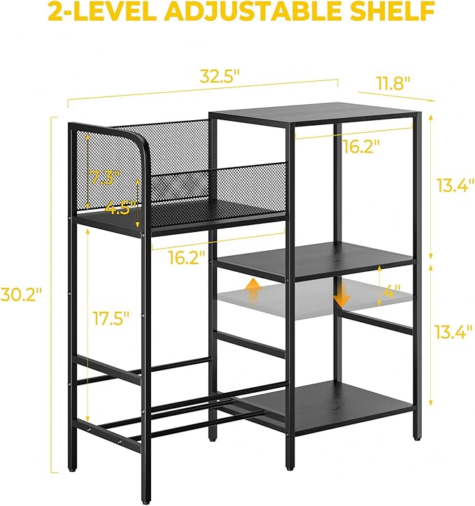 Record Player Stand with LED Light, Turntable Stand with Vinyl Storage - Up to 300+ Albums, 3-Tier Record Player Table Cabinet, Adjustable Shelf & V-Shaped Holder, Vinyl Display Shelf for Living Room