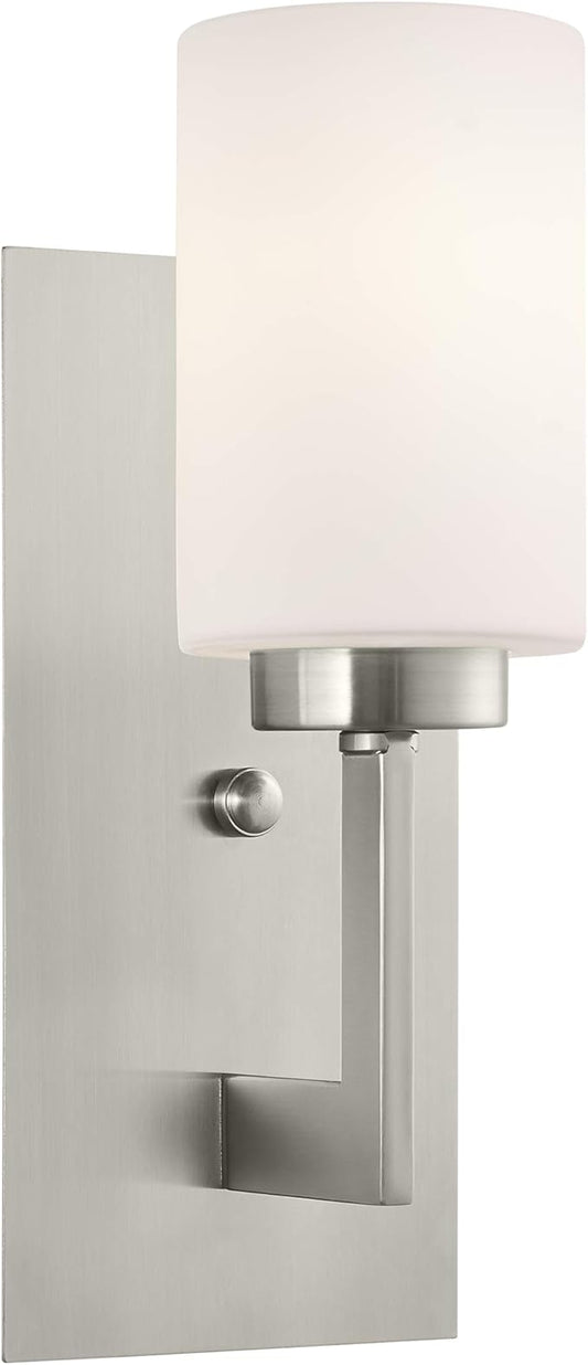 Linea di Liara Brio Brushed Nickel Sconce Frosted Glass Shade Modern Sconces Wall Lighting Fixture Bathroom Wall Sconce Vanity Wall Sconce and Hallway Wall Light Fixtures, UL Listed