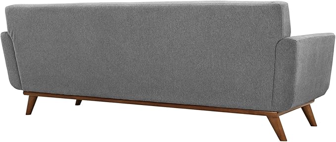Modway Engage Mid-Century Modern Upholstered Fabric Sofa in Expectation Gray