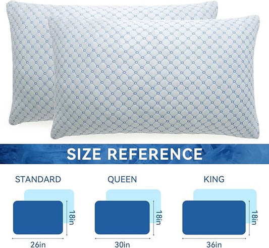 Cooling Bed Pillow for Sleeping, Shredded Memory Foam Pillows for Bed King Size, Adjustable Cool Pillow for Side, Back and Stomach Sleepers Neck Supportive-King Size