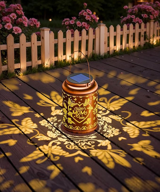 Solar Lanterns Outdoor Waterproof Decorative Garden Solar Lights Outdoor,Hanging Hollow Out Metal Ornaments Decor for Outside Lawn,Patio,Balcony,Yard Unique Gifts for Women Mothers Day Gifts