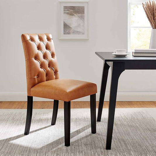 Modway EEI-3472-TAN Duchess Dining Chair Vinyl Set of 2, Tan