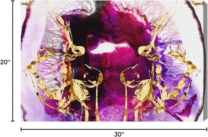The Oliver Gal Artist Co. Abstract Wall Art Canvas Prints 'Smoking Agate' Home Décor, 30 in x 20 in, Purple, Gold