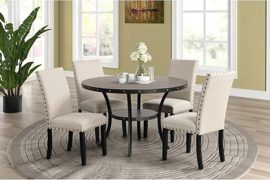 New Classic Furniture Classic Furniture Crispin Solid Wood Round Dining Table, 48-Inch, Gray