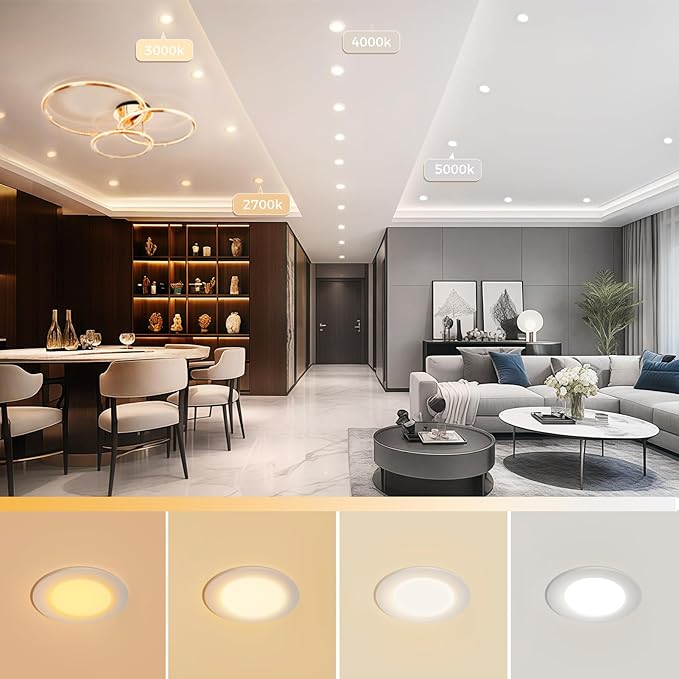 YGS-Tech 3 Inch LED Recessed Lighting, Dimmable Downlight 5W(40W Halogen Equivalent), CRI80, 2700K Ultra Warm White, Ceiling Light with LED Driver(4 Pack)