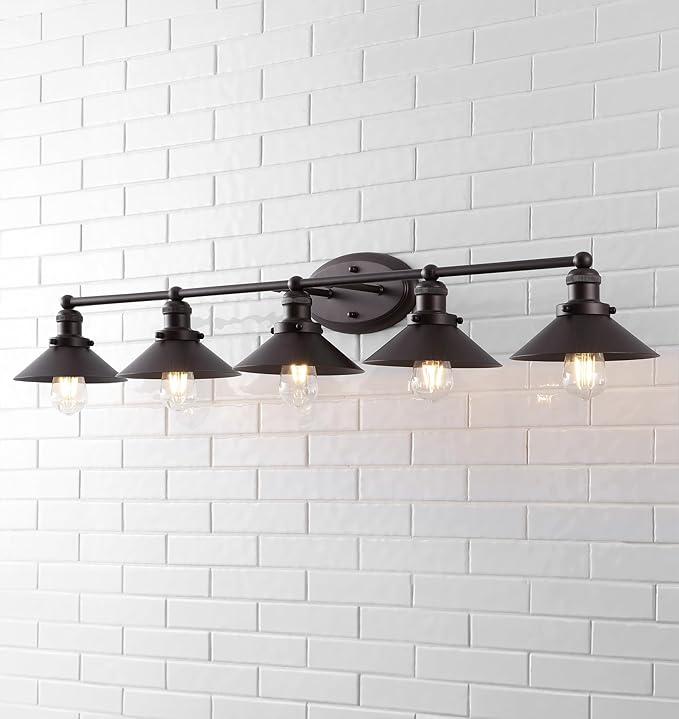 JONATHAN Y 7.88" Oil Rubbed Bronze 1-Light Industrial Farmhouse Metal Vanity Light Wall Sconce, Metal Shade for Bathroom Mirror, Kitchen, Entryway, LED Bulb Included (JYL7905A)