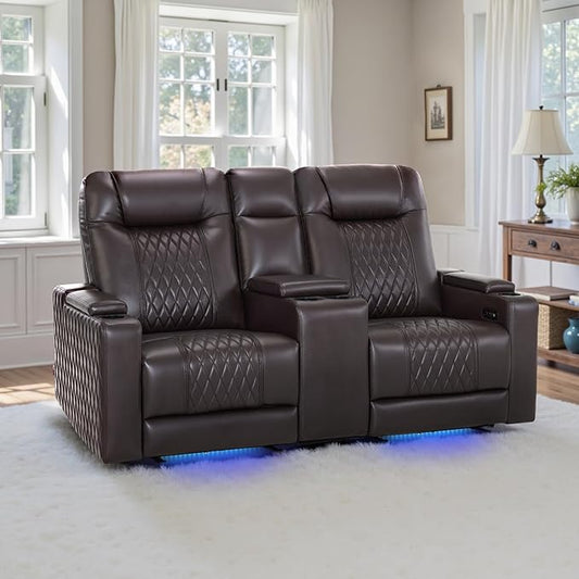 MCombo 80" Zero Gravity Oversized Power Reclining Loveseat with Adjustable Headrest for Living Room, Double Recliner Sofa with USB & Type C, Armrest Storage & LED Light HTS401SET