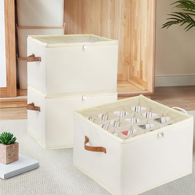 TheElves Shoe Organizer for Closet,Foldable Shoe Box Storage Containers 16 Pack with Transparent Lid,Large Shoe Bin Storage Containers with 3 Handles-White