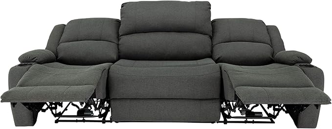 RecPro Charles Powered Double RV Wall Hugger Recliner Sofa | Loveseat | Furniture | Cloth (Fossil, 94")