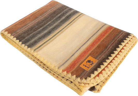 Alpaca Wool Blanket – Twin Size, 75 x 38 Inches – Warm & Lightweight – Couch, Bed, or Outdoor Blanket – Light Brown