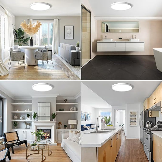 LED Flush Mount Ceiling Light Fixture 12Inch, 24W Flat Light,5000K Ultra Thin Surface Panel Low Profile for Bedroom Kitchen Bathroom Garage Living Room, White (DC-CJ-0030-24W-50K)
