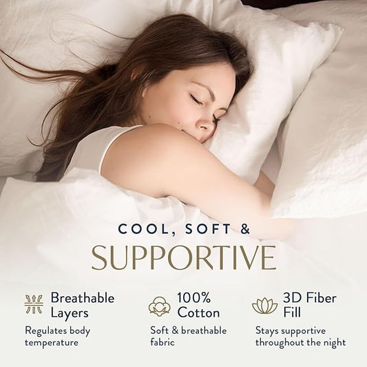 Digital Decor 100% Cotton Luxury Hotel Pillows King Size Set of 2, Cooling Hypoallergenic Down Alternative Pillows for Sleeping, Firm Support for Side & Back Sleepers, Made in USA, 36" x 20"