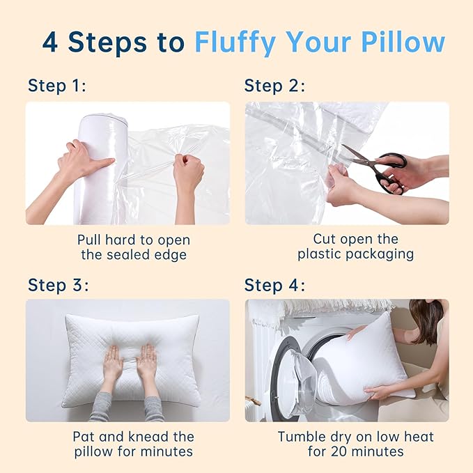 JOLLYVOGUE Pillows King Size Set of 4, Oeko-Tex Certified Bed Pillows for Side, Back, and Stomach Sleepers - Medium Support Down Alternative Filling, Machine-Washable