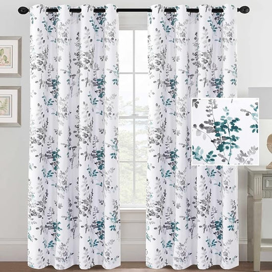 H.VERSAILTEX Bedroom Blackout Curtains Light Block Thermal Insulated Panels for Living Room Grommet Room Darkening Window Treatments, 52" Wide x 84" Long, 2 Pieces, Grey and Teal