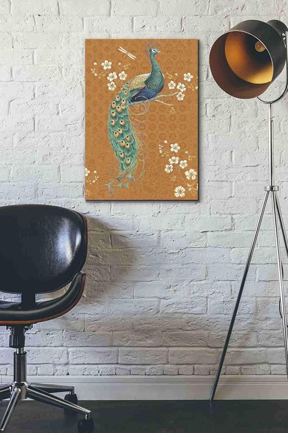 Epic Graffiti 'Ornate Peacock IX Spice' by Daphne Brissonet, Canvas Wall Art, 18"x26"
