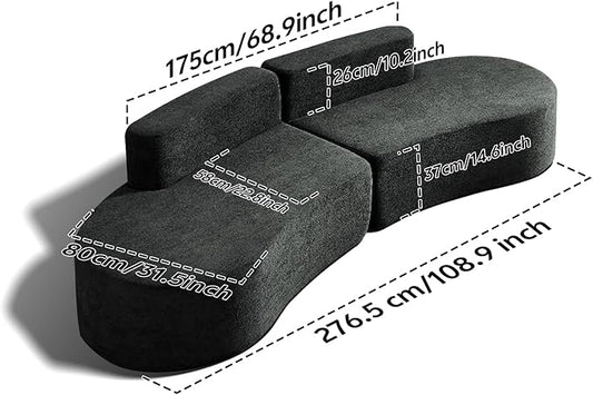 Swbvs Modular Floor Sofa Set, Boneless Memory Foam Lounge Couch, Convertible Low-Profile Seating for Living Room, Bedroom & Small Spaces, Washable Cover, Modern Black