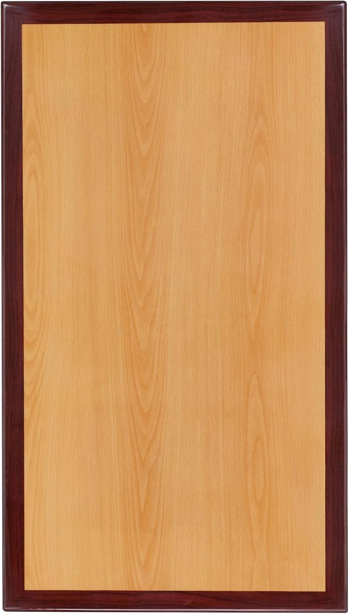 Flash Furniture Glenbrook 30" x 42" Rectangular 2-Tone High-Gloss Cherry Resin Table Top with 2" Thick Mahogany Edge