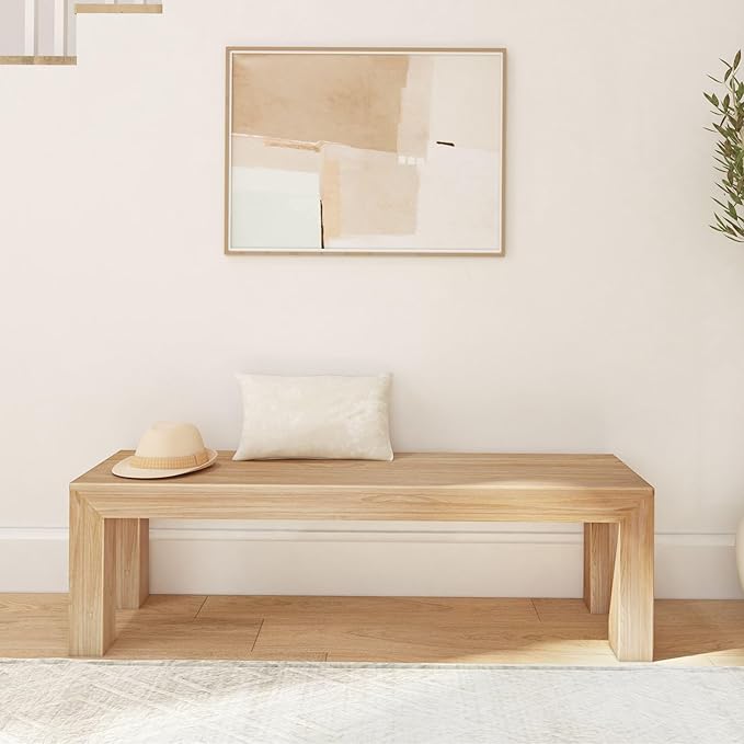 Plank+Beam Modern Dining Room Bench (61in / 1550mm), Blonde Wirebrush