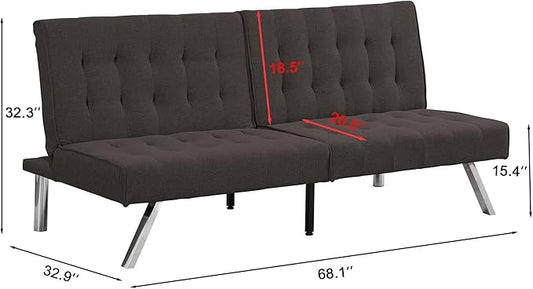 YOPTO Fabric Convertible Folding Futon Sofa Bed,Upholstered Sleeper Couch Daybed with Wood Frame, Stainless Leg for Compact Living Space, Apartment, Living Room,Bedroom,Dorm,Espresso